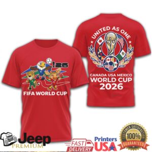 FIFA World Cup 2026 United As One Canada USA Mexico Official Mascot T Shirt