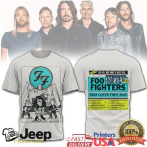 Foo Fighters Take Cover Tour 2026 Retro Cartoon T Shirt
