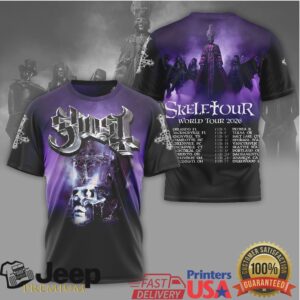 Ghost Band Skele Tour World Tour 2026 Purple Gradient Hoodie Ghost Band Skele Tour World Tour 2026 Purple Gradient Hoodie