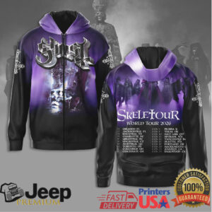Ghost Band Skele Tour World Tour 2026 Purple Gradient Hoodie