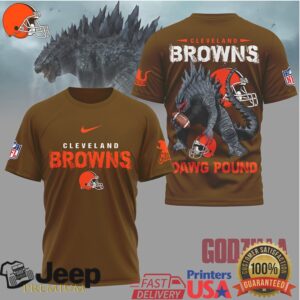 Godzilla x Cleveland Browns NFL Mashup T Shirt Dawg Pound Godzilla x Cleveland Browns NFL Mashup T Shirt Dawg Pound