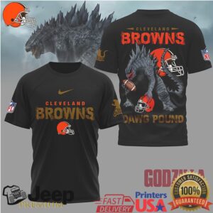 Godzilla x Cleveland Browns NFL Mashup T Shirt Dawg Pound