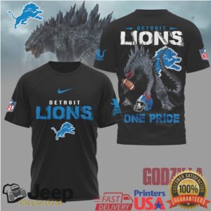 Godzilla x Detroit Lions NFL Mashup T Shirt One Pride