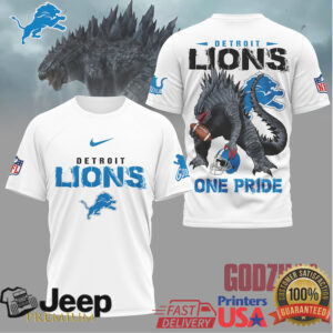 Godzilla x Detroit Lions NFL Mashup T Shirt One Pride