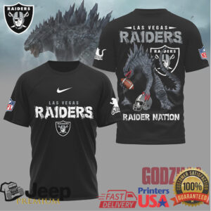 Godzilla x Las Vegas Raiders NFL Mashup T Shirt Raider Nation