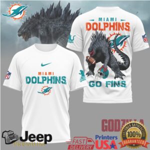 Godzilla x Miami Dolphins Go Fins NFL Graphic T Shirt