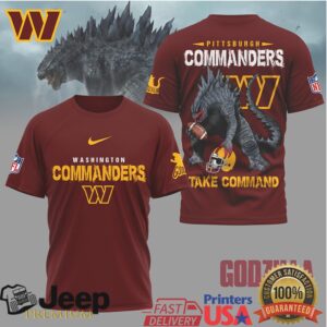 Godzilla x Washington Commanders Take Command Graphic Tee Godzilla x Washington Commanders Take Command Graphic Tee