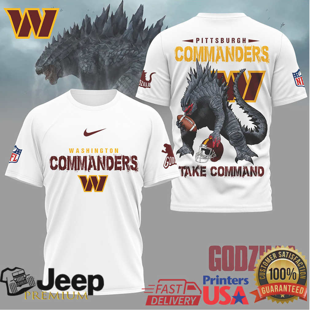 Godzilla x Washington Commanders Take Command Graphic Tee Godzilla x Washington Commanders Take Command Graphic Tee