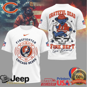 Grateful Dead Chicago Bears Firefighter Fire Dept Dancing Bear T Shirt