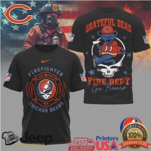 Grateful Dead Chicago Bears Firefighter Fire Dept Dancing Bear T Shirt