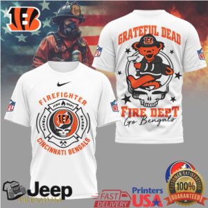 Grateful Dead Cincinnati Bengals Firefighter Fire Dept Dancing Bear T Shirt