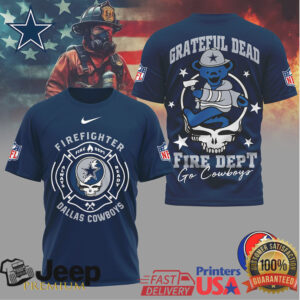 Grateful Dead Dallas Cowboys Firefighter Fire Dept Steal Your Face T Shirt