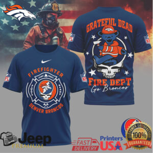 Grateful Dead Denver Broncos Firefighter Fire Dept Steal Your Face T Shirt