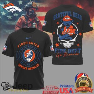 Grateful Dead Denver Broncos Firefighter Fire Dept Steal Your Face T Shirt