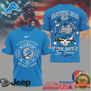 Grateful Dead Detroit Lions Firefighter Fire Dept Steal Your Face T Shirt