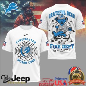 Grateful Dead Detroit Lions Firefighter Fire Dept Steal Your Face T Shirt