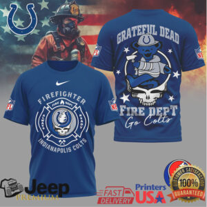 Grateful Dead Indianapolis Colts Firefighter Fire Dept Steal Your Face T Shirt