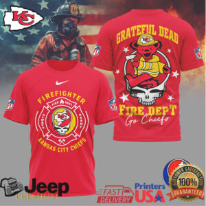 Grateful Dead Kansas City Chiefs Firefighter Fire Dept Dancing Bear T Shirt