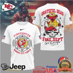 Grateful Dead Kansas City Chiefs Firefighter Fire Dept Dancing Bear T Shirt