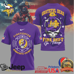 Grateful Dead Minnesota Vikings Firefighter Fire Dept Dancing Bear T Shirt