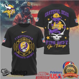 Grateful Dead Minnesota Vikings Firefighter Fire Dept Dancing Bear T Shirt