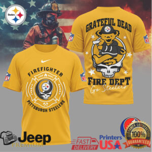 Grateful Dead Pittsburgh Steelers Firefighter Fire Dept Dancing Bear T Shirt