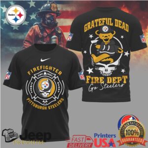 Grateful Dead Pittsburgh Steelers Firefighter Fire Dept Dancing Bear T Shirt