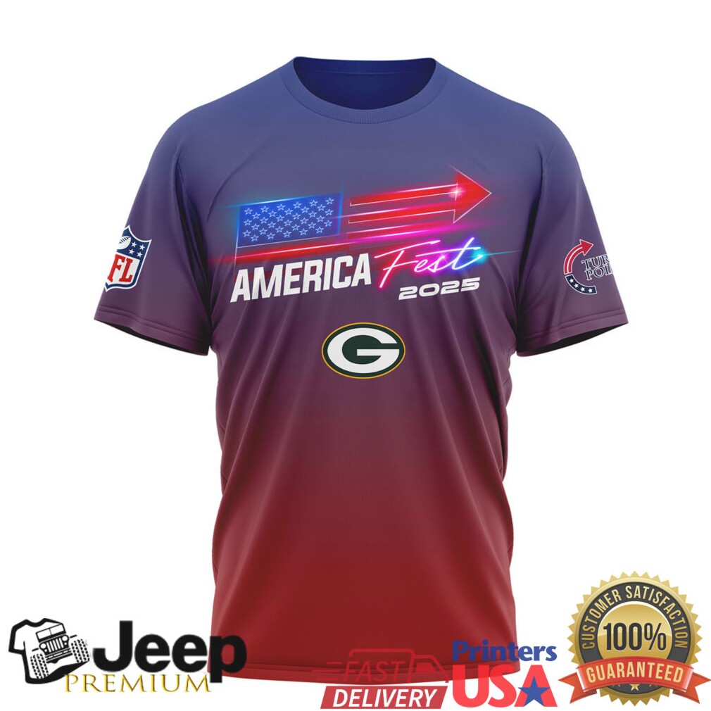 Green Bay Packers America Fest 2025 Red White and Blue Ombre Tee Green Bay Packers America Fest 2025 Red White and Blue Ombre Tee