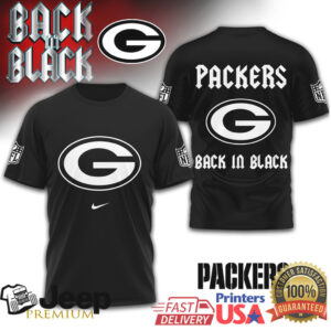 Green Bay Packers Back in Black NFL Logo Tee