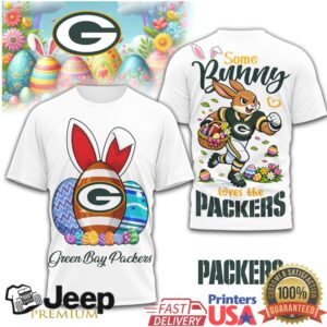Green Bay Packers Easter Bunny Football Graphic T Shirt