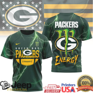 Green Bay Packers Energy Monster Lightning Strike T Shirt
