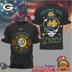 Green Bay Packers Fire Dept Grateful Dead Dancing Bear Firefighter Apparel Shirt Green Bay Packers Fire Dept Grateful Dead Dancing Bear Firefighter Apparel Shirt