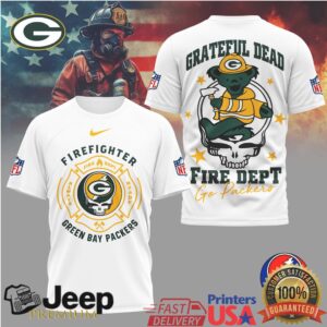Green Bay Packers Fire Dept Grateful Dead Dancing Bear Firefighter Apparel Shirt
