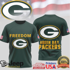 Green Bay Packers Freedom American Flag Patriotic T Shirt