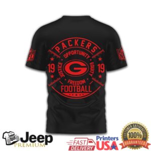 Green Bay Packers Freedom Football Justice Equity Opportunity Tee Green Bay Packers Freedom Football Justice Equity Opportunity Tee