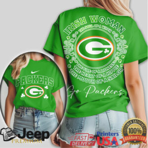 Green Bay Packers Irish Woman St. Patrick's Day T Shirt Packers Fan Quote