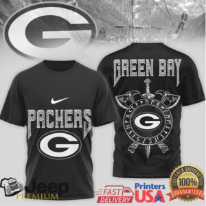 Green Bay Packers Norse Viking T Shirt Traditional Shield & Axe Design