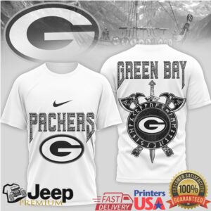 Green Bay Packers Norse Viking T Shirt Traditional Shield & Axe Design