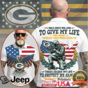 Green Bay Packers Patriotic Eagle Soldier US Map Graphic T Shirt