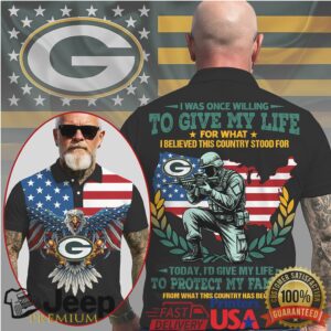 Green Bay Packers Patriotic Eagle Soldier US Map Graphic T Shirt
