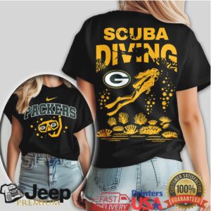 Green Bay Packers Scuba Diving Fan T Shirt Underwater Football Graphic