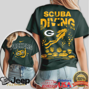 Green Bay Packers Scuba Diving Fan T Shirt Underwater Football Graphic
