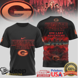 Green Bay Packers x Stranger Things “One Last Adventure” Black T Shirt