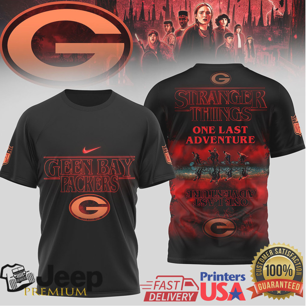 Green Bay Packers x Stranger Things “One Last Adventure” Black T Shirt Green Bay Packers x Stranger Things “One Last Adventure” Black T Shirt