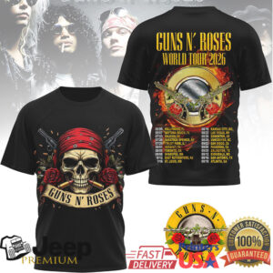 Guns N' Roses World Tour 2026 Skull & Roses Band Tee
