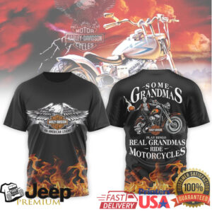 Harley Davidson Real Grandpas Ride Motorcycles Flame Graphic Shirt