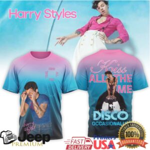 Harry Styles Kiss All The Time Disco Occasionally Pink Blue Gradient Tour Shirt