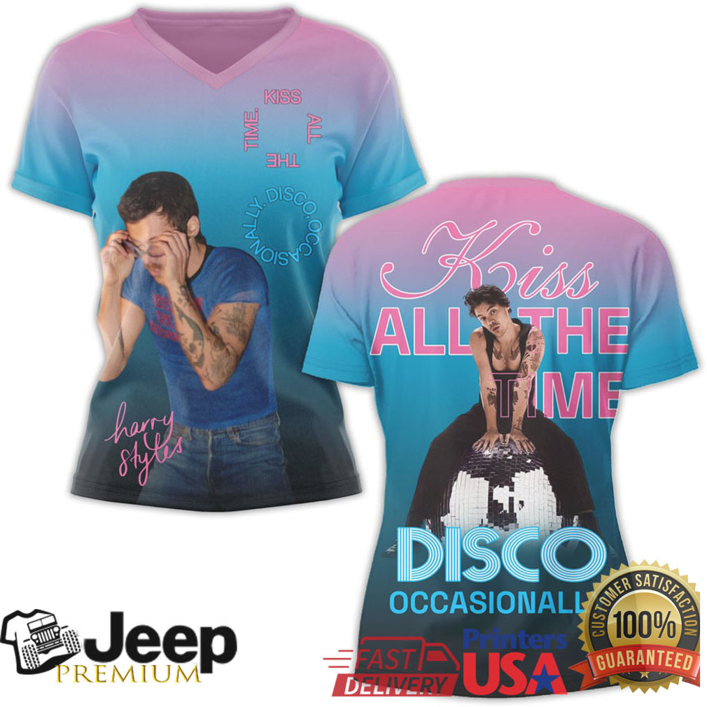 Harry Styles Kiss All The Time Disco Occasionally Pink Blue Gradient Tour Shirt Harry Styles Kiss All The Time Disco Occasionally Pink Blue Gradient Tour Shirt