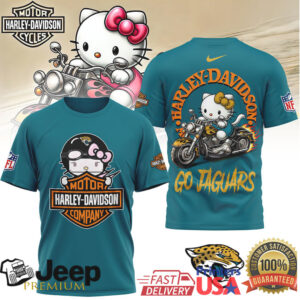 Hello Kitty Harley Davidson Jacksonville Jaguars NFL Biker T Shirt