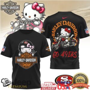 Hello Kitty Harley Davidson San Francisco 49ers NFL Ladies Biker Tee